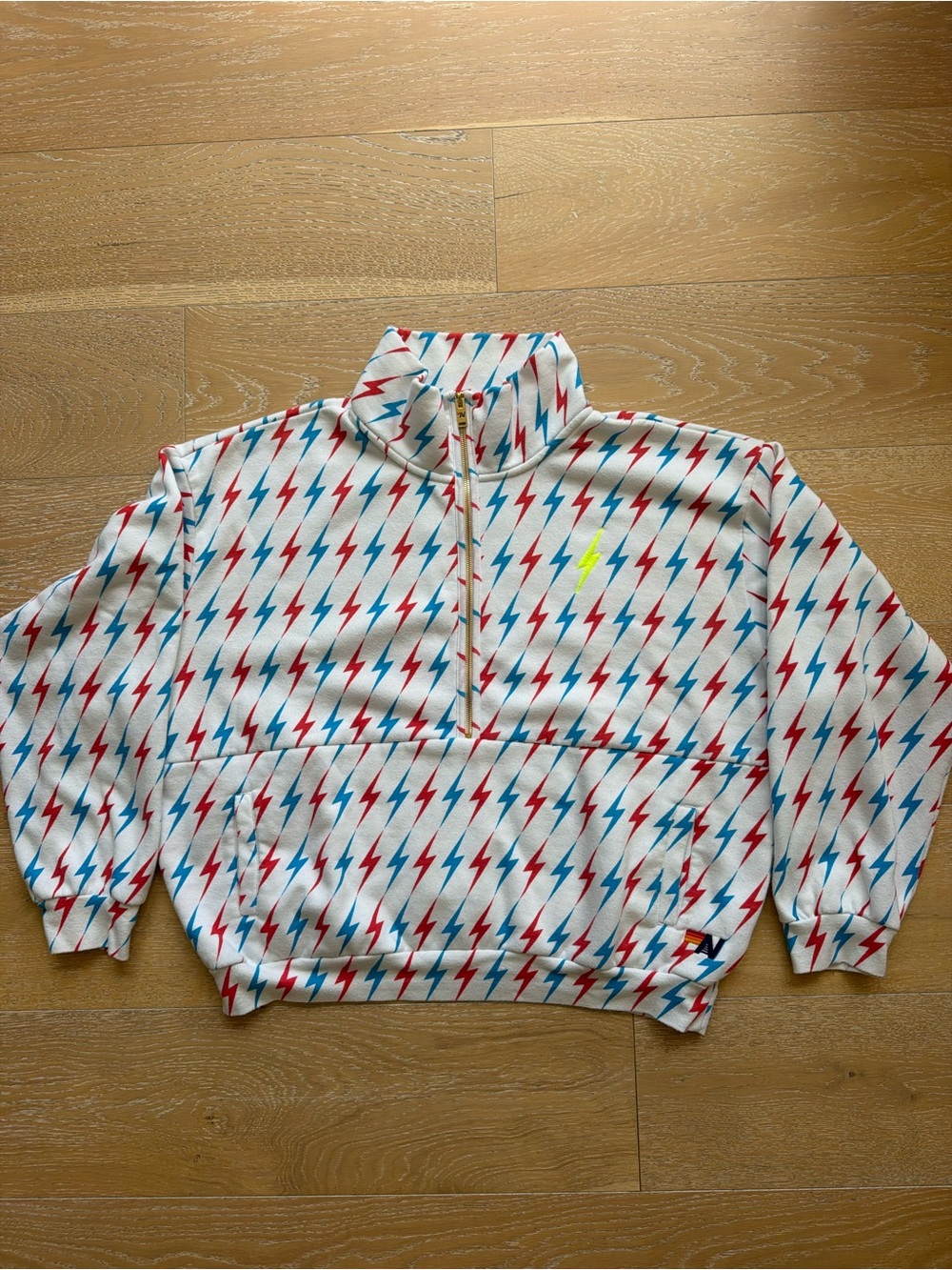 Adult Lightning Half-Zip Jacket - White with Red & Blue Bolts